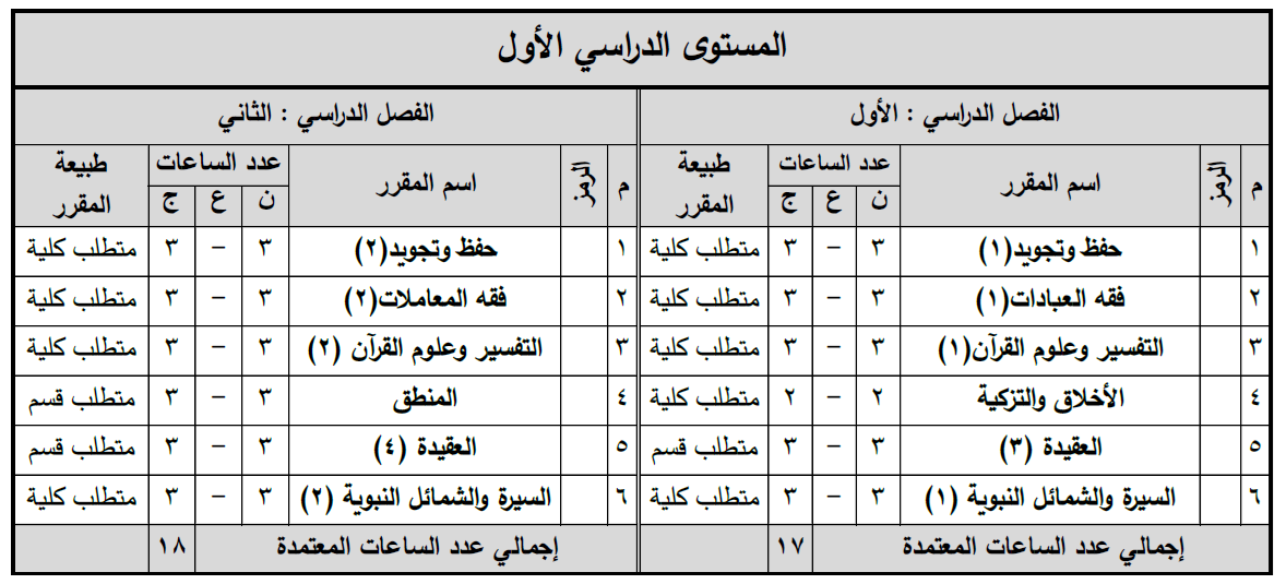 المستوى الدراسي الأول