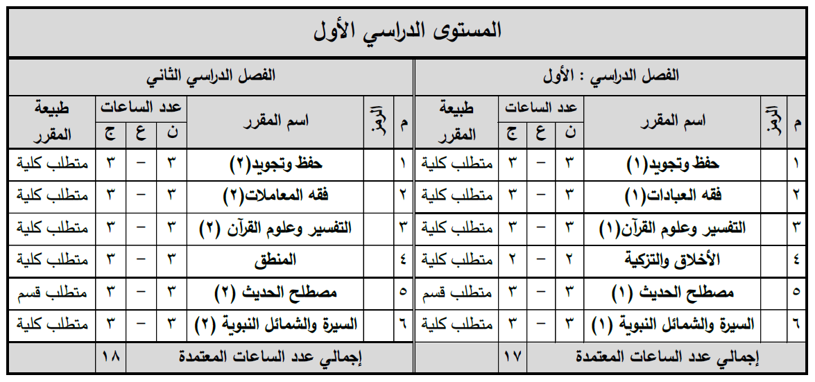 المستوى الدراسي الأول
